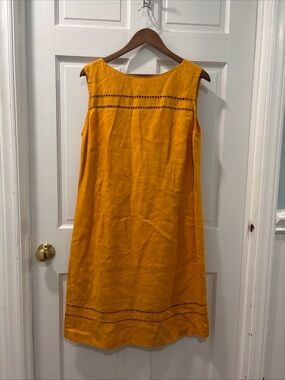 Paradox Women’s Shift Dress 100% Linen Size 14 Golden Yellow Sleeveless EUC